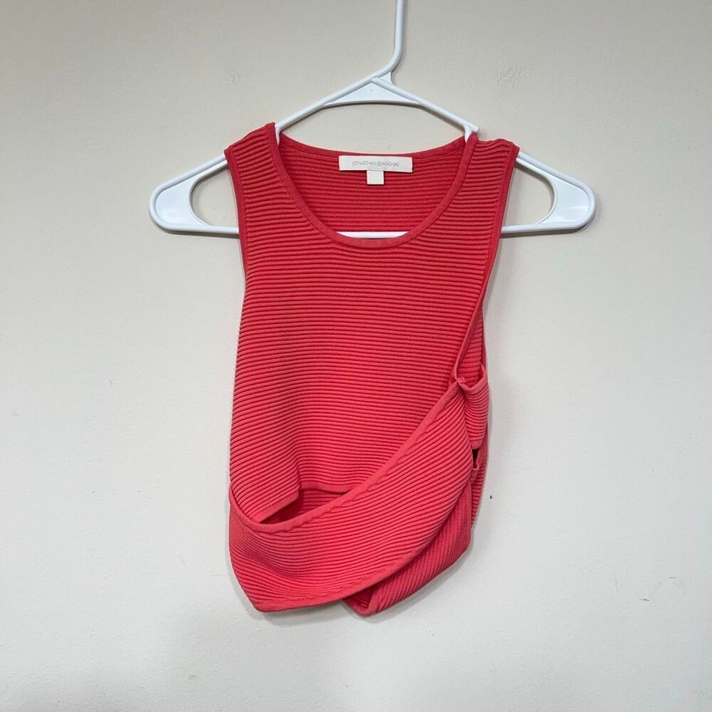Jonathan Simkhai Coral Orange Knit Criss Cross Tank Small